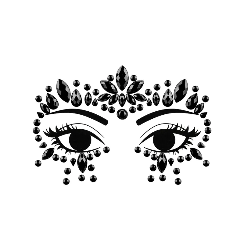 Cristale decorative pentru față, negre, 15 x 9 cm