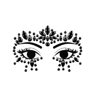 Okrasni kristali za obraz, črni, 15 x 9 cm