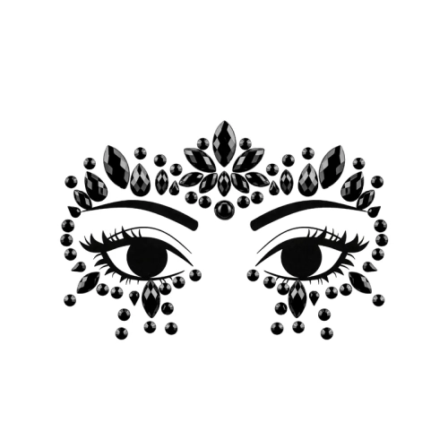 Cristale decorative pentru față, negre, 15 x 9 cm