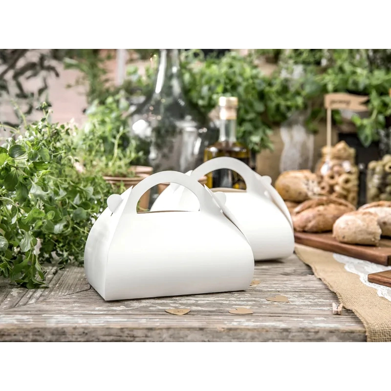 Díszes fehér tortadobozok 16×8,5×9,5 cm, 10 db