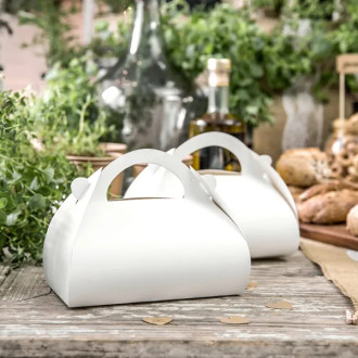 Okrasne bele škatle za torte 16 × 8,5 × 9,5 cm, 10 kosov