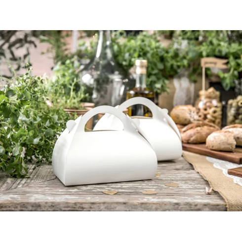 Okrasne bele škatle za torte 16 × 8,5 × 9,5 cm, 10 kosov