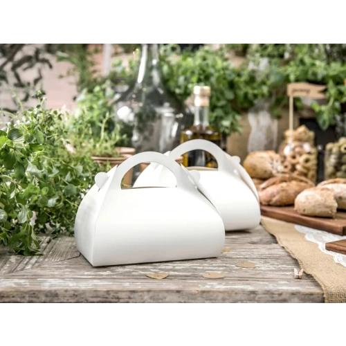 Cutii decorative pentru tort, albe, 16×8,5×9,5 cm, 10 buc.