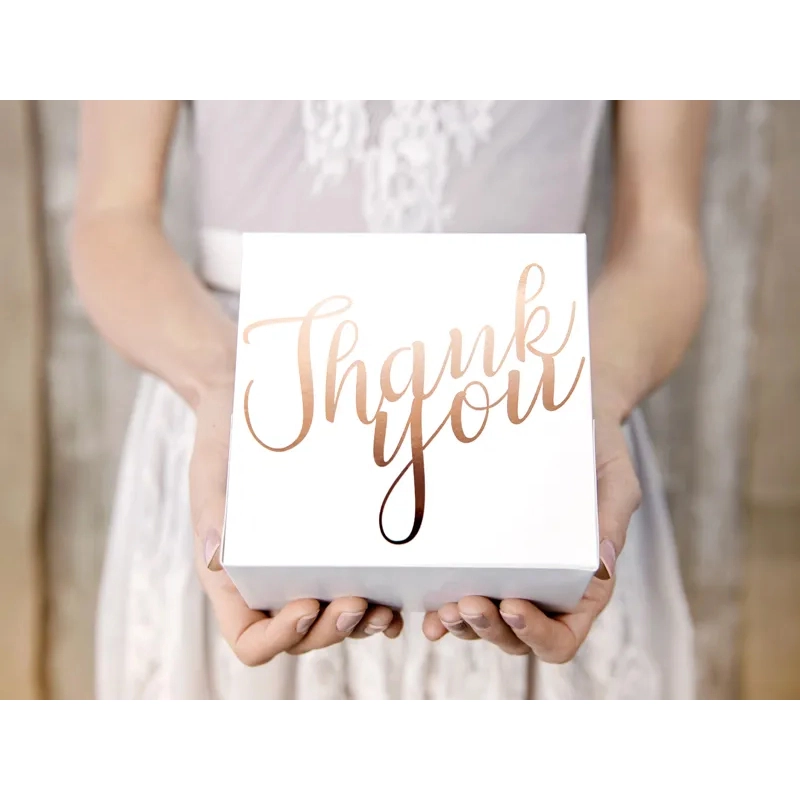 Cutii decorative pentru tort „Thank you” – rozé auriu, 10 buc.