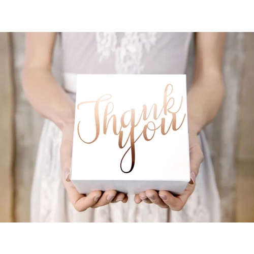 Cutii decorative pentru tort „Thank you” – rozé auriu, 10 buc.