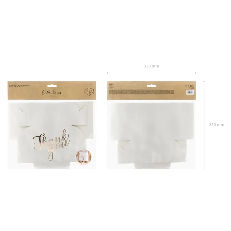 Cutii decorative pentru tort „Thank you” – rozé auriu, 10 buc.