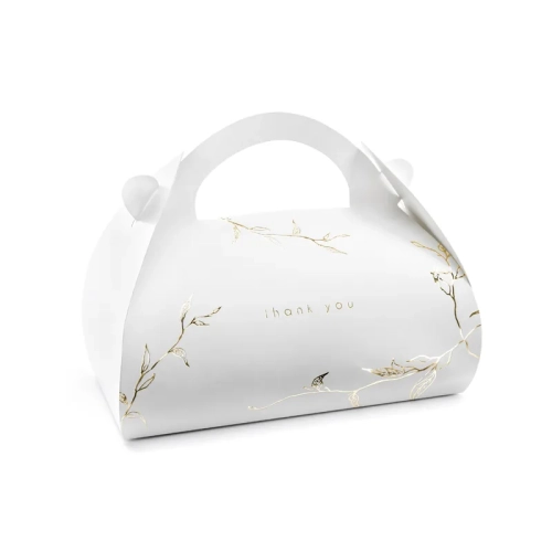 Díszdoboz süteményekhez Thank you – aranyágacskák, 16 x 8,5 x 9,5 cm, 10 db