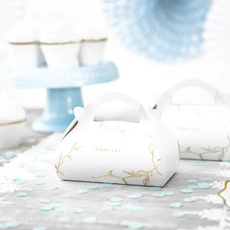 Okrasne tortne škatle Thank you – zlate vejice 16 × 8,5 × 9,5 cm, 10 kosov