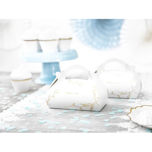 Okrasne tortne škatle Thank you – zlate vejice 16 × 8,5 × 9,5 cm, 10 kosov