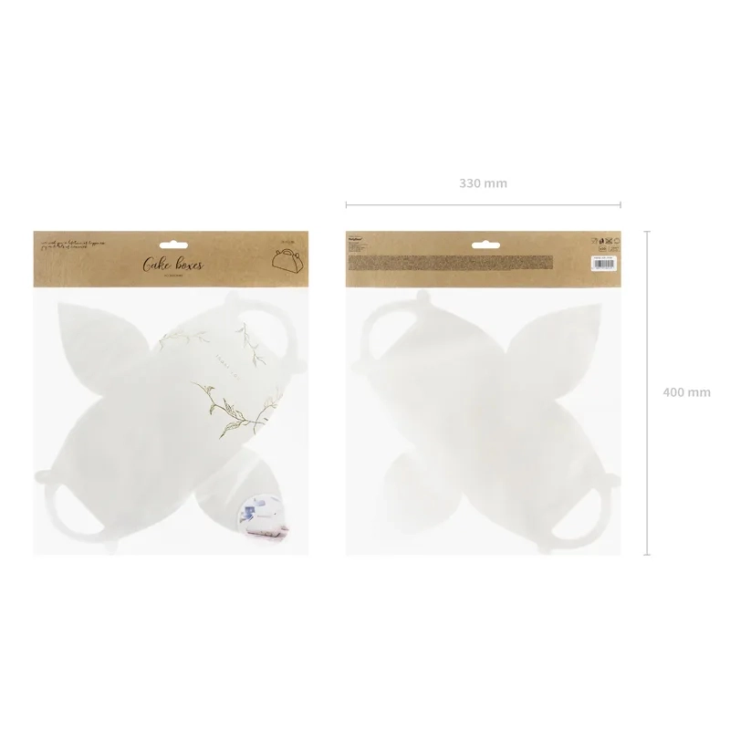 Cutii decorative pentru prăjituri „Thank you” – crenguțe aurii, 16 x 8,5 x 9,5 cm, 10 buc.