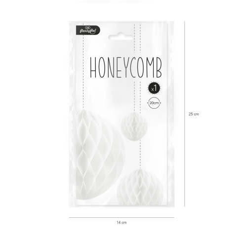 Papír dekorációs „Honeycomb” gömb, fehér, 20 cm Papír dekorációs „Honeycomb” gömb, fehér, 20 cm