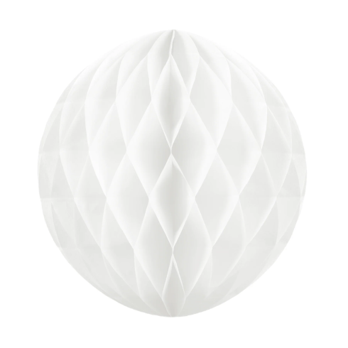 Papír dekorációs „Honeycomb” gömb, fehér, 30 cm