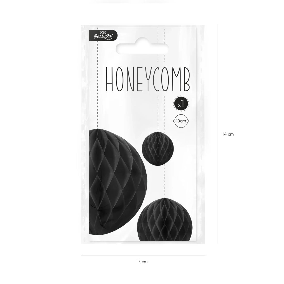 Minge decorativă din hârtie „Honeycomb”, neagră, 10 cm