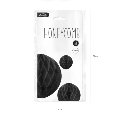 Papír dekorációs „Honeycomb” gömb, fekete, 20 cm Papír dekorációs „Honeycomb” gömb, fekete, 20 cm