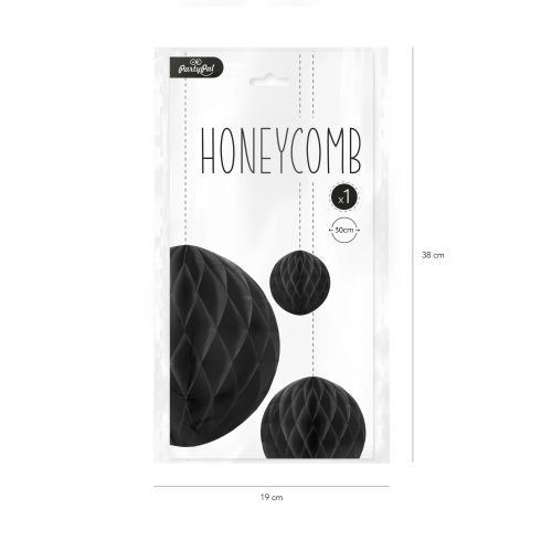 Papír dekorációs „Honeycomb” gömb, fekete, 30 cm Papír dekorációs „Honeycomb” gömb, fekete, 30 cm