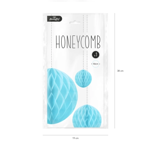 Minge decorativă din hârtie „Honeycomb”, albastră, 30 cm