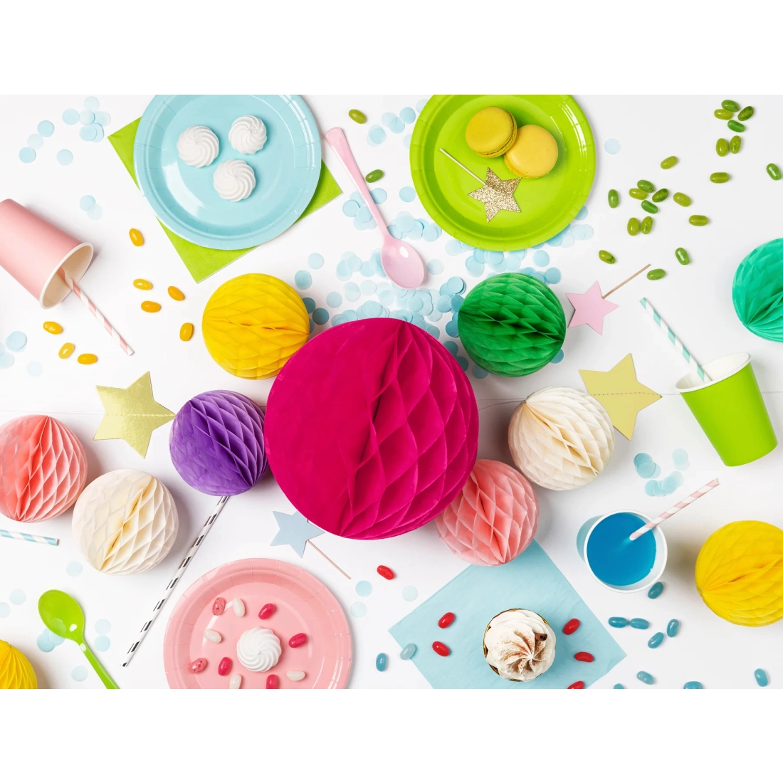 Minge decorativă din hârtie „Honeycomb”, verde, 10 cm