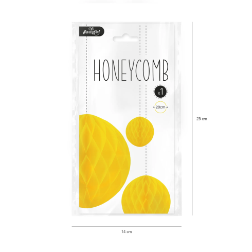 Papír dekorációs „Honeycomb” gömb, sárga, 20 cm Papír dekorációs „Honeycomb” gömb, sárga, 20 cm
