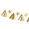 Papír girland csillagokkal – arany, 1,3 m