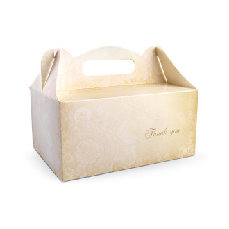 Papírdobozok esküvői tortához „Thank you” felirattal, 10 db, 19×14×9 cm
