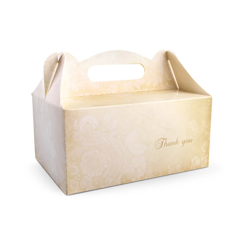 Papírové krabičky na svatební dort s nápisem Thank you, 10 ks, 19×14×9 cm