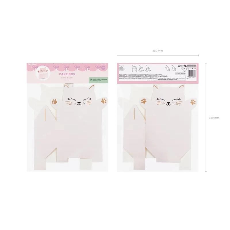 Macska alakú papírdobozok tortához – 6 db, 19,5 x 8 x 19 cm