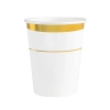 Pahare de hârtie albe elegante cu margine decorativă aurie 270 ml, 6 buc.