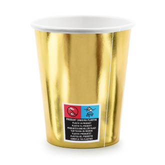 Papirnati kozarci za 18. rojstni dan, zlati – 220 ml, 6 kosov