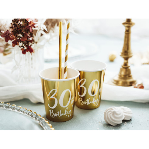 Papír poharak 30. születésnapra, arany – 220 ml, 6 db Papír poharak 30. születésnapra, arany – 220 ml, 6 db