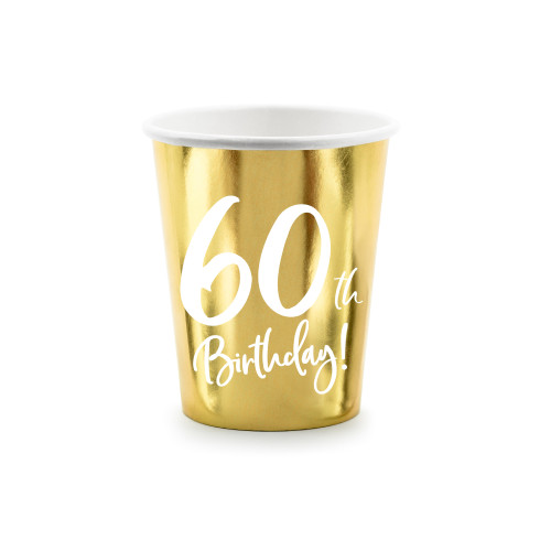 Papír poharak 60. születésnapra, arany – 220 ml, 6 db Papír poharak 60. születésnapra, arany – 220 ml, 6 db