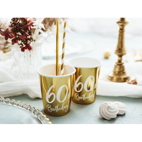 Papír poharak 60. születésnapra, arany – 220 ml, 6 db Papír poharak 60. születésnapra, arany – 220 ml, 6 db