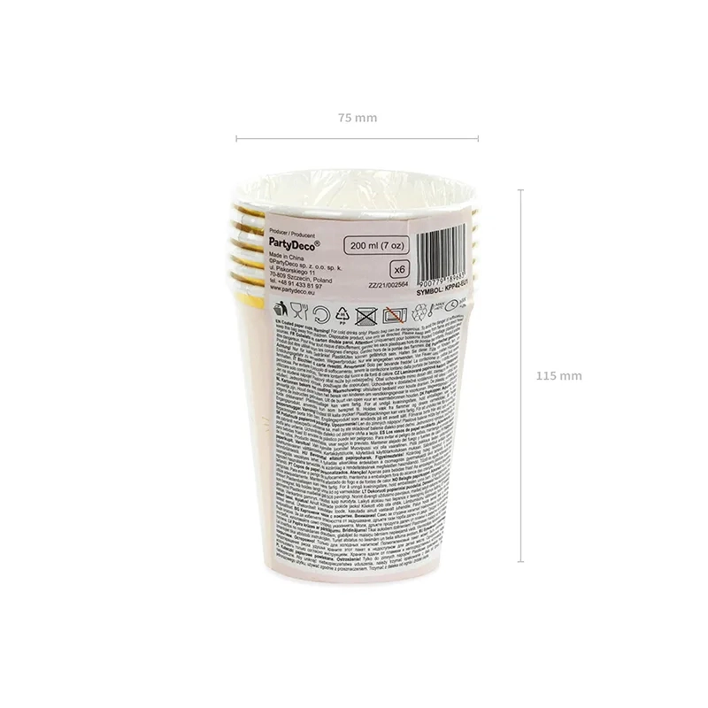 Pahare din hârtie Motif Pisică 200 ml, 6 buc.