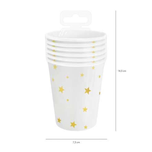Papírpoharak arany csillagokkal, 220 ml, 6 db Papírpoharak arany csillagokkal, 220 ml, 6 db