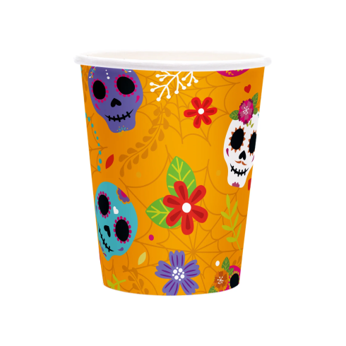 Papír poharak Halloweenre Mexikói motívumokkal 220 ml, 6 db Papír poharak Halloweenre Mexikói motívumokkal 220 ml, 6 db