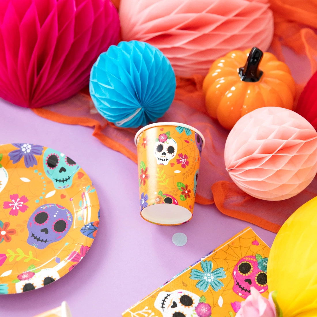 Pahare de hârtie pentru Halloween, motive mexicane, 220 ml, 6 buc.