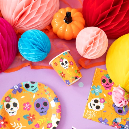 Papierové poháriky na Halloween Mexické motívy 220 ml 6 ks
