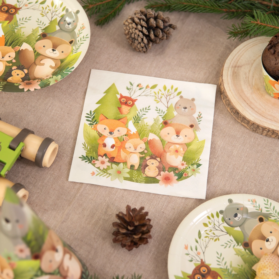 Papír szalvéták Erdei állatokkal, 10 db