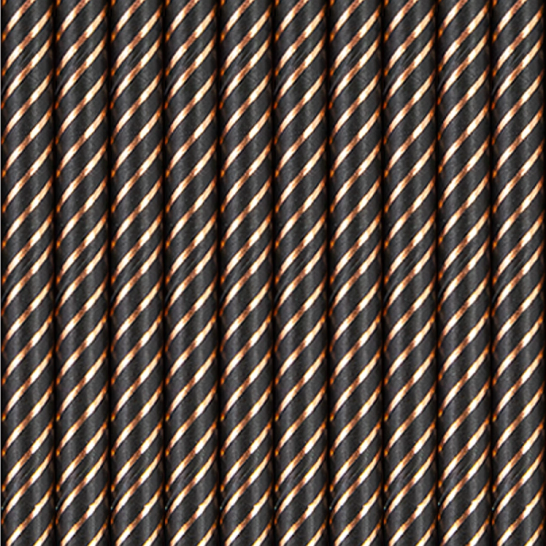 Paie de hârtie negre cu dungi rosegold, 10 buc.