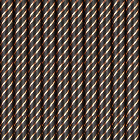 Papirnate slamice črne z rožnato-zlatimi črtami, 10 kosov