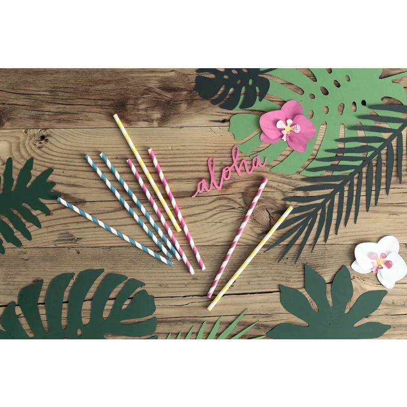 Papírové brčka žluto-bílé proužky 19,5 cm – balení 10 ks