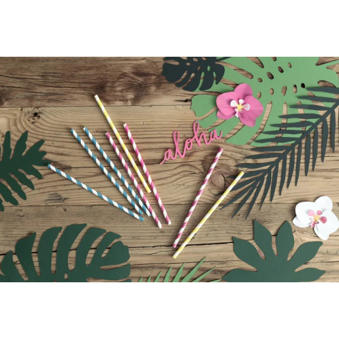 Papírové brčka žluto-bílé proužky 19,5 cm – balení 10 ks