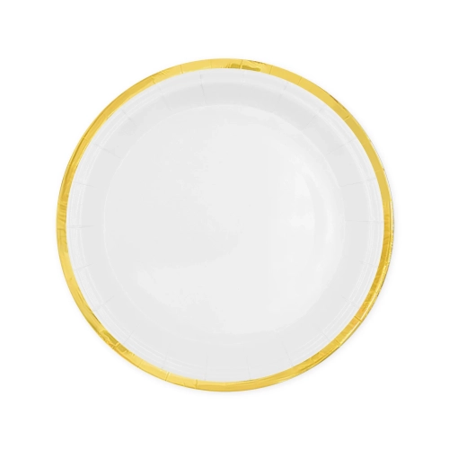 Papírtányérok fehér Classic Gold 18 cm – 6 db