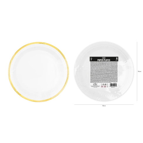 Papírtányérok fehér Classic Gold 18 cm – 6 db Papírtányérok fehér Classic Gold 18 cm – 6 db