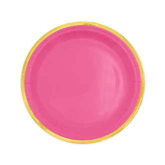 Papirnati krožniki fuksija Classic Gold 18 cm – 6 kosov