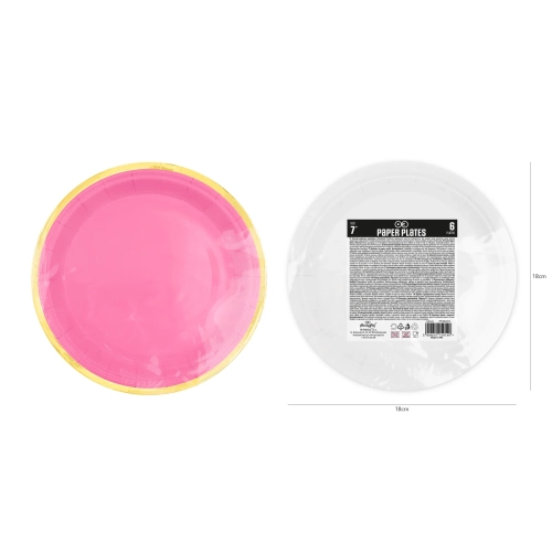 Fukszia Papírtányérok Classic Gold 18 cm – 6 db