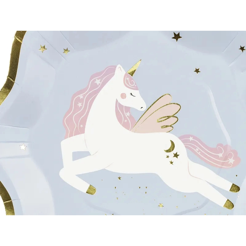Farfurii din hârtie Unicorn, mix de culori, 6 buc.