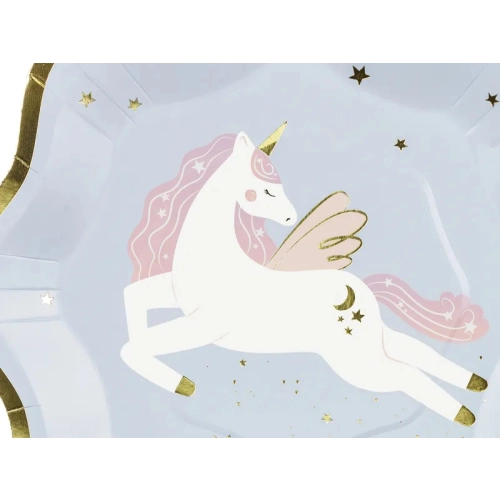 Farfurii din hârtie Unicorn, mix de culori, 6 buc.