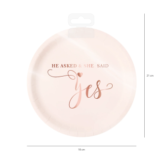 Papirnati krožniki za dekliščino Yes rožnati 18 cm, 6 kosov