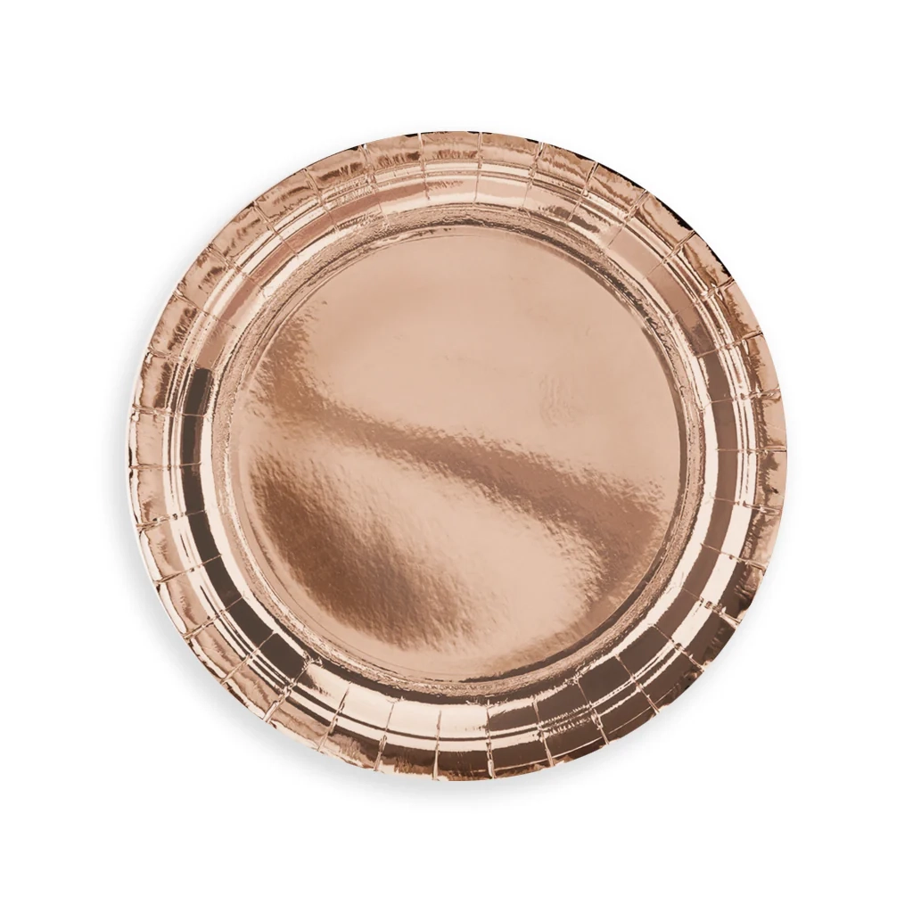 Farfurii din hârtie rose gold 23 cm – 6 buc.