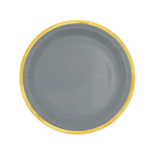Szürke papírtányérok Classic Gold, 18 cm – 6 db